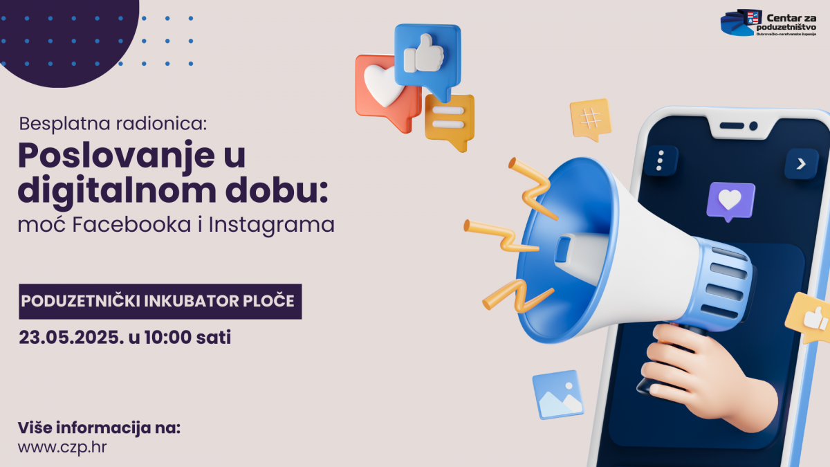 Ploče: Poziv na radionicu „Poslovanje u digitalnom dobu: moć Facebooka i Instagrama“
